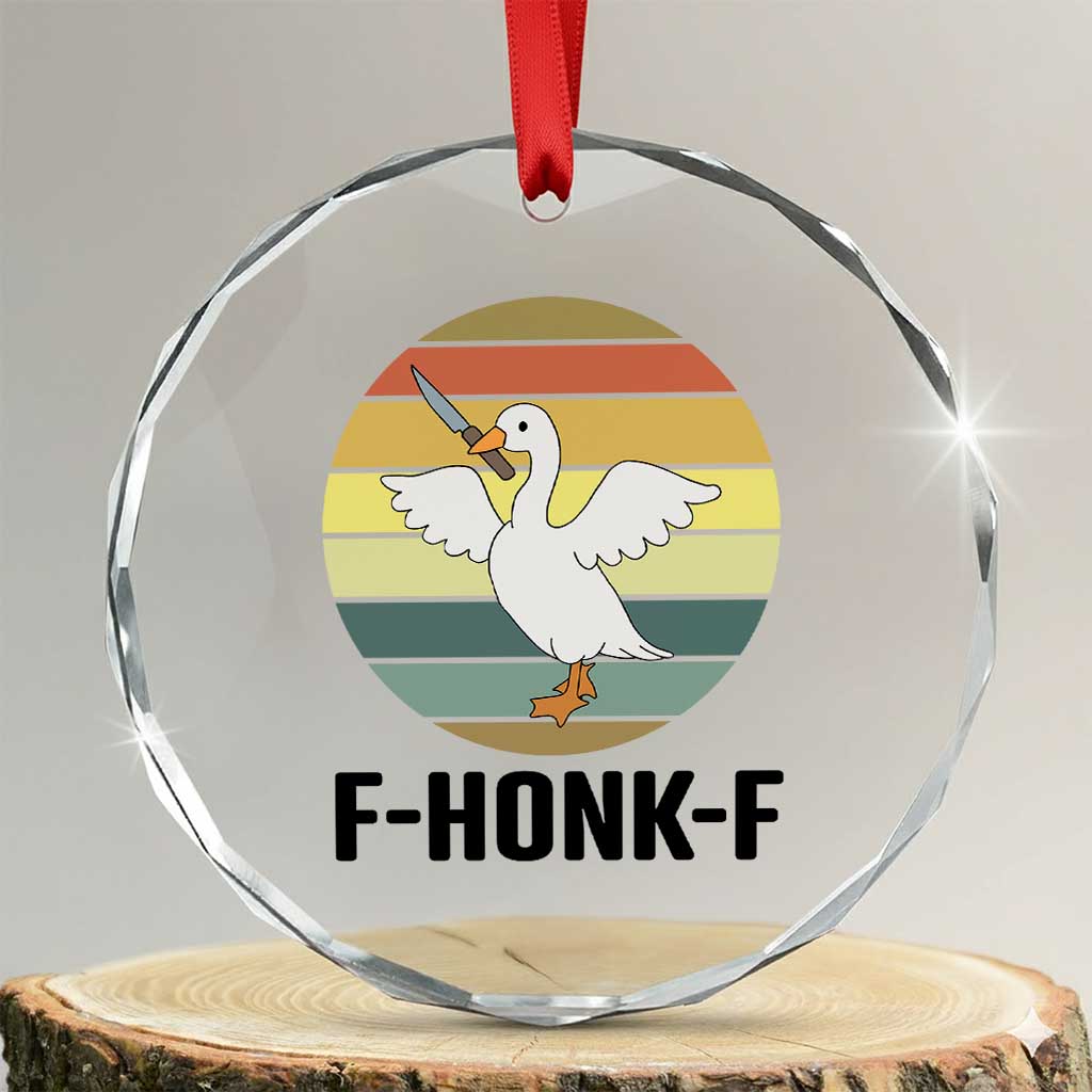 F Honk F Goose With Knife Crystal Glass Ornament Funny Chaotic Meme Gift TS12