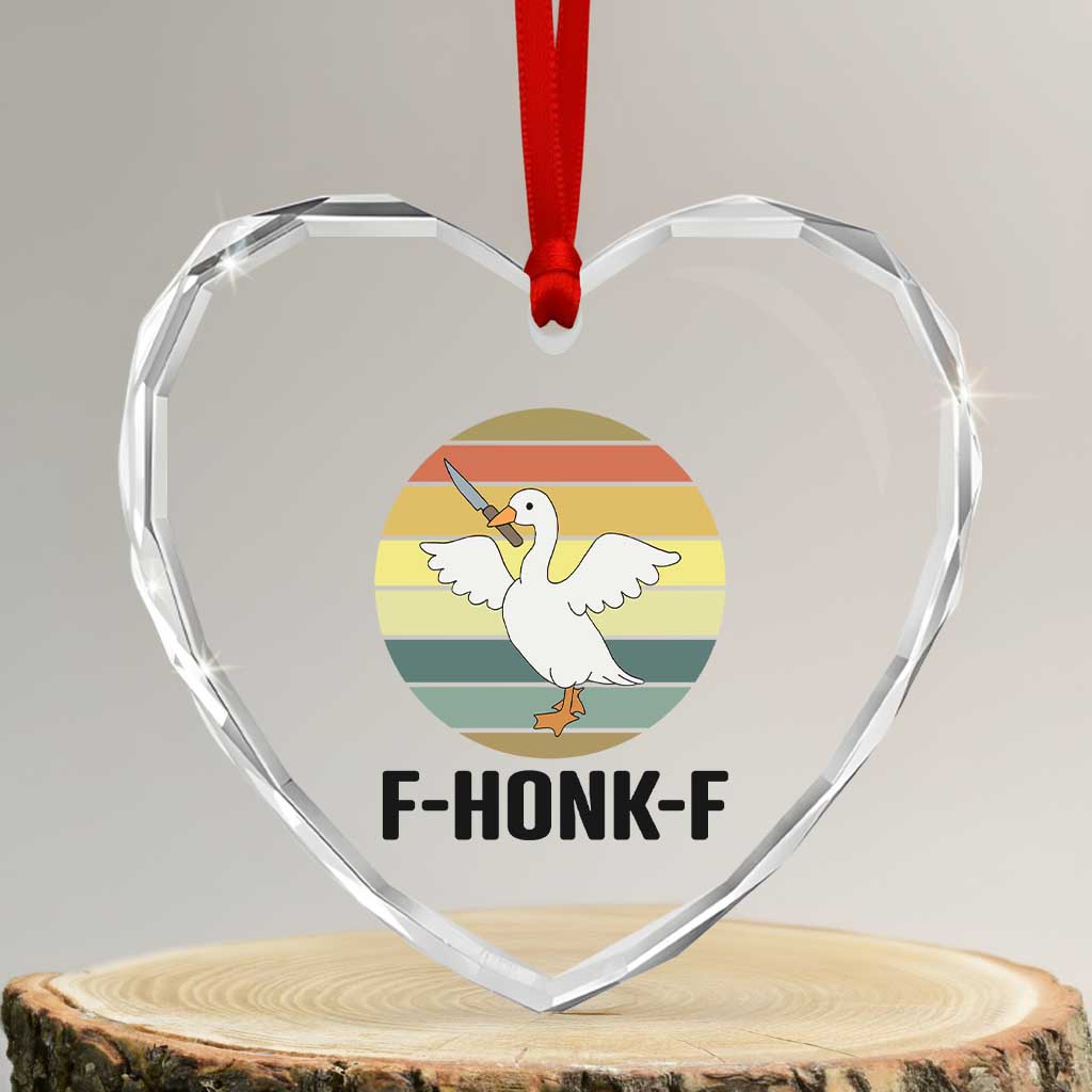 F Honk F Goose With Knife Heart Crystal Glass Ornament Funny Chaotic Meme Gift - Wonder Print Shop