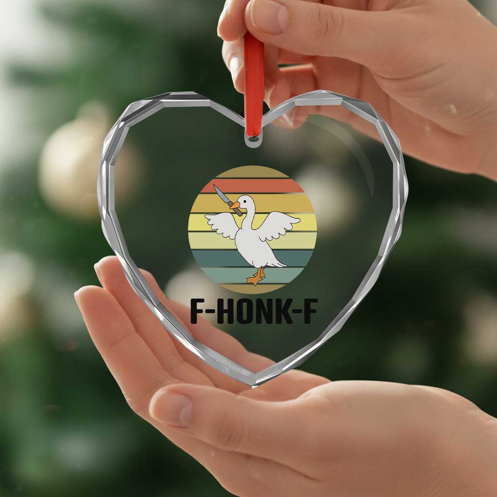 F Honk F Goose With Knife Heart Crystal Glass Ornament Funny Chaotic Meme Gift - Wonder Print Shop