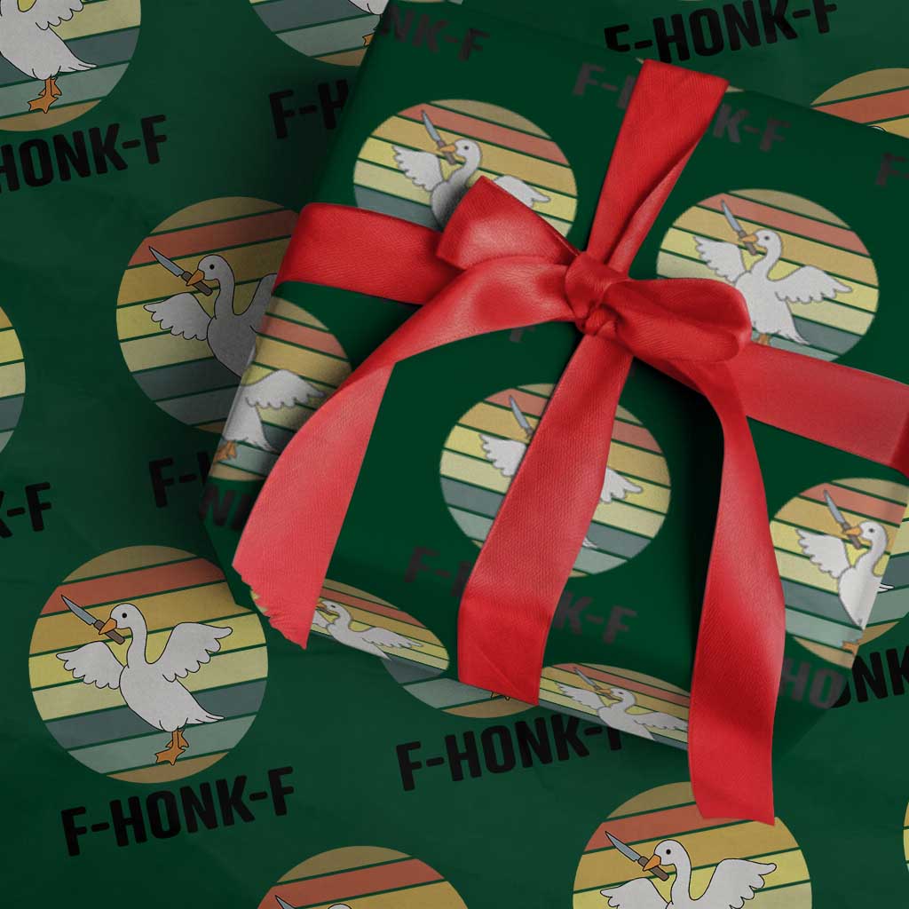 F Honk F Goose With Knife Wrapping Paper Roll Funny Chaotic Meme Gift - Wonder Print Shop