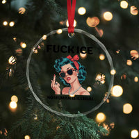 F Ice No Human Is Illegal Crystal Glass Ornament Feminist Pop Art Against Ice Protest Resistance