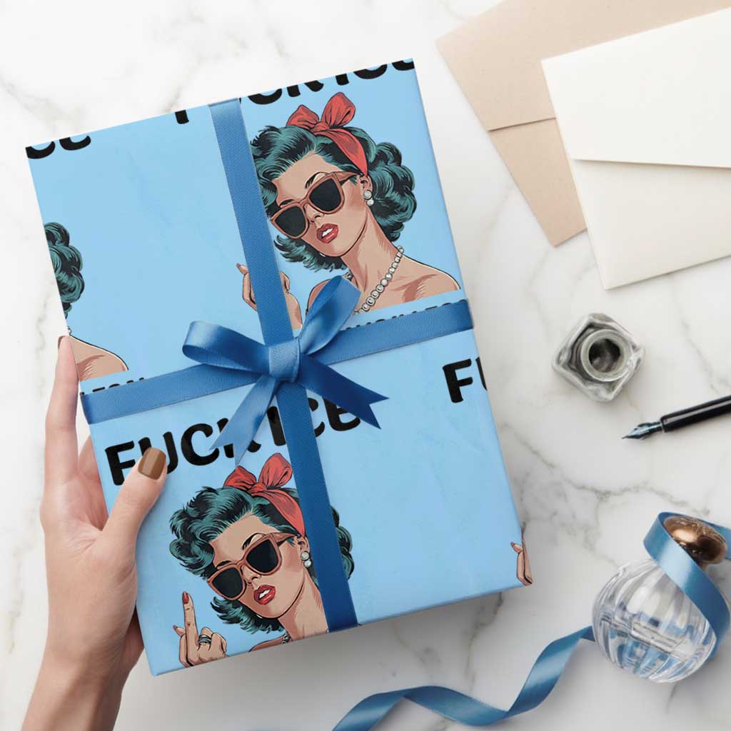 F Ice No Human Is Illegal Wrapping Paper Roll Feminist Pop Art Against Ice Protest Resistance