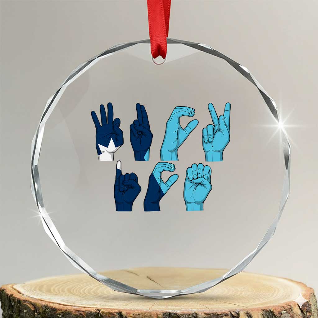 F Ice Out of Minneapolis Hand Signs Crystal Glass Ornament State Flag Justice Protest Resistance