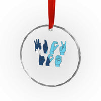 F Ice Out of Minneapolis Hand Signs Crystal Glass Ornament State Flag Justice Protest Resistance