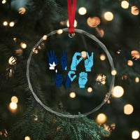 F Ice Out of Minneapolis Hand Signs Crystal Glass Ornament State Flag Justice Protest Resistance
