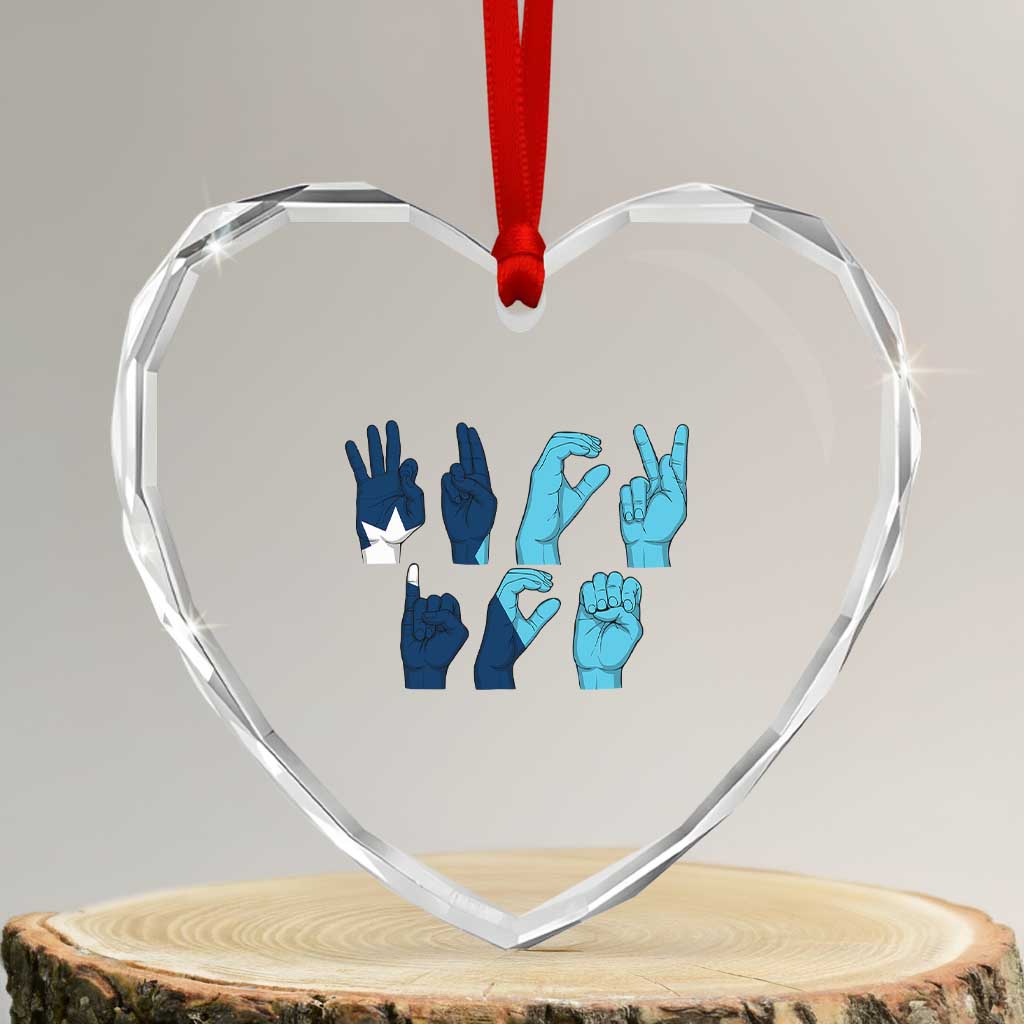 F Ice Out of Minneapolis Hand Signs Heart Crystal Glass Ornament State Flag Justice Protest Resistance