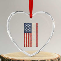 F Ice Retro Distressed American Flag Heart Crystal Glass Ornament Patriotic Against Ice Justice Protest Resistance