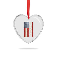 F Ice Retro Distressed American Flag Heart Crystal Glass Ornament Patriotic Against Ice Justice Protest Resistance