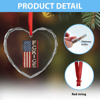 F Ice Retro Distressed American Flag Heart Crystal Glass Ornament Patriotic Against Ice Justice Protest Resistance