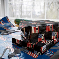 F Ice Retro Distressed American Flag Wrapping Paper Roll Patriotic Against Ice Justice Protest Resistance