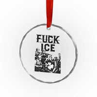 F Ice Riot Protest Graphic Crystal Glass Ornament Political Resistance Against Ice Violence