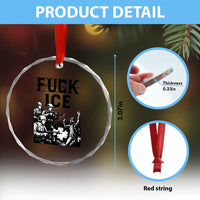 F Ice Riot Protest Graphic Crystal Glass Ornament Political Resistance Against Ice Violence