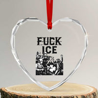 F Ice Riot Protest Graphic Heart Crystal Glass Ornament Political Resistance Against Ice Violence