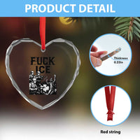 F Ice Riot Protest Graphic Heart Crystal Glass Ornament Political Resistance Against Ice Violence