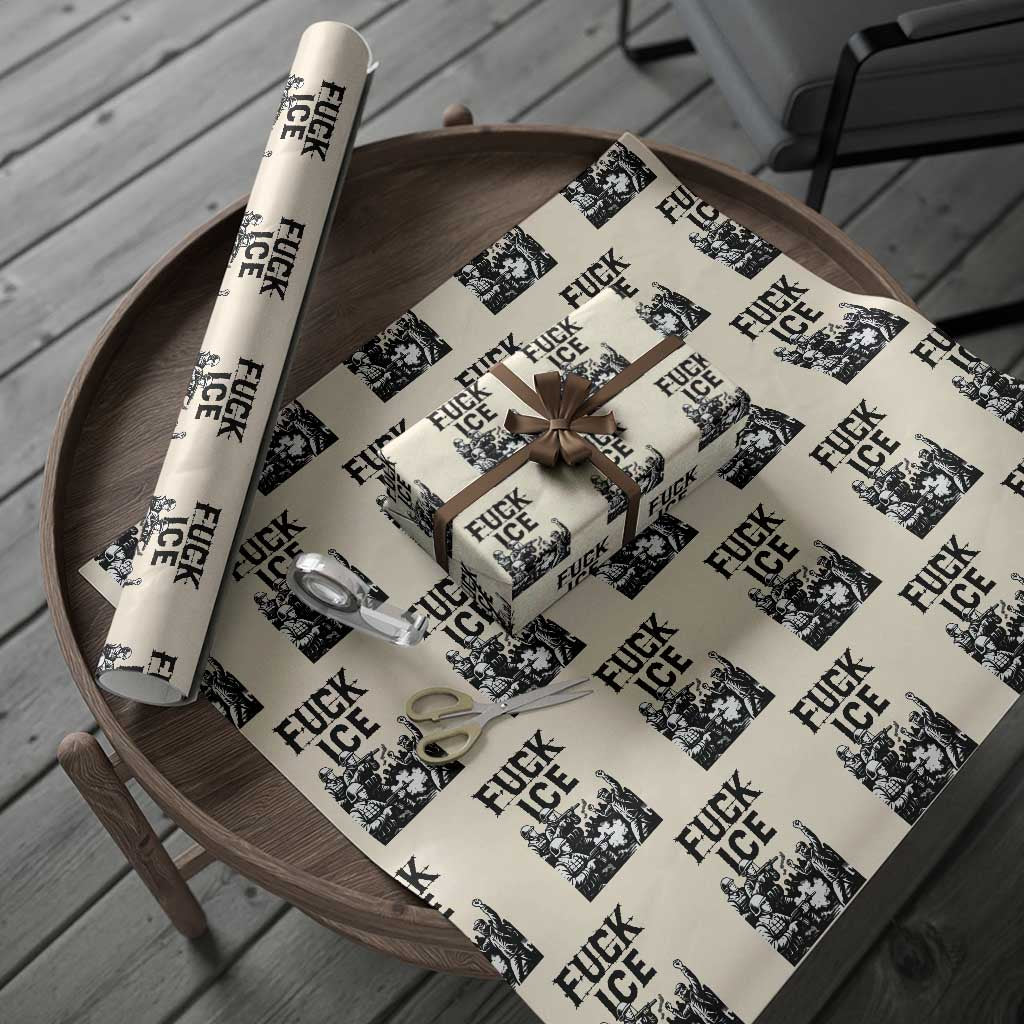 F Ice Riot Protest Graphic Wrapping Paper Roll Political Resistance Against Ice Violence