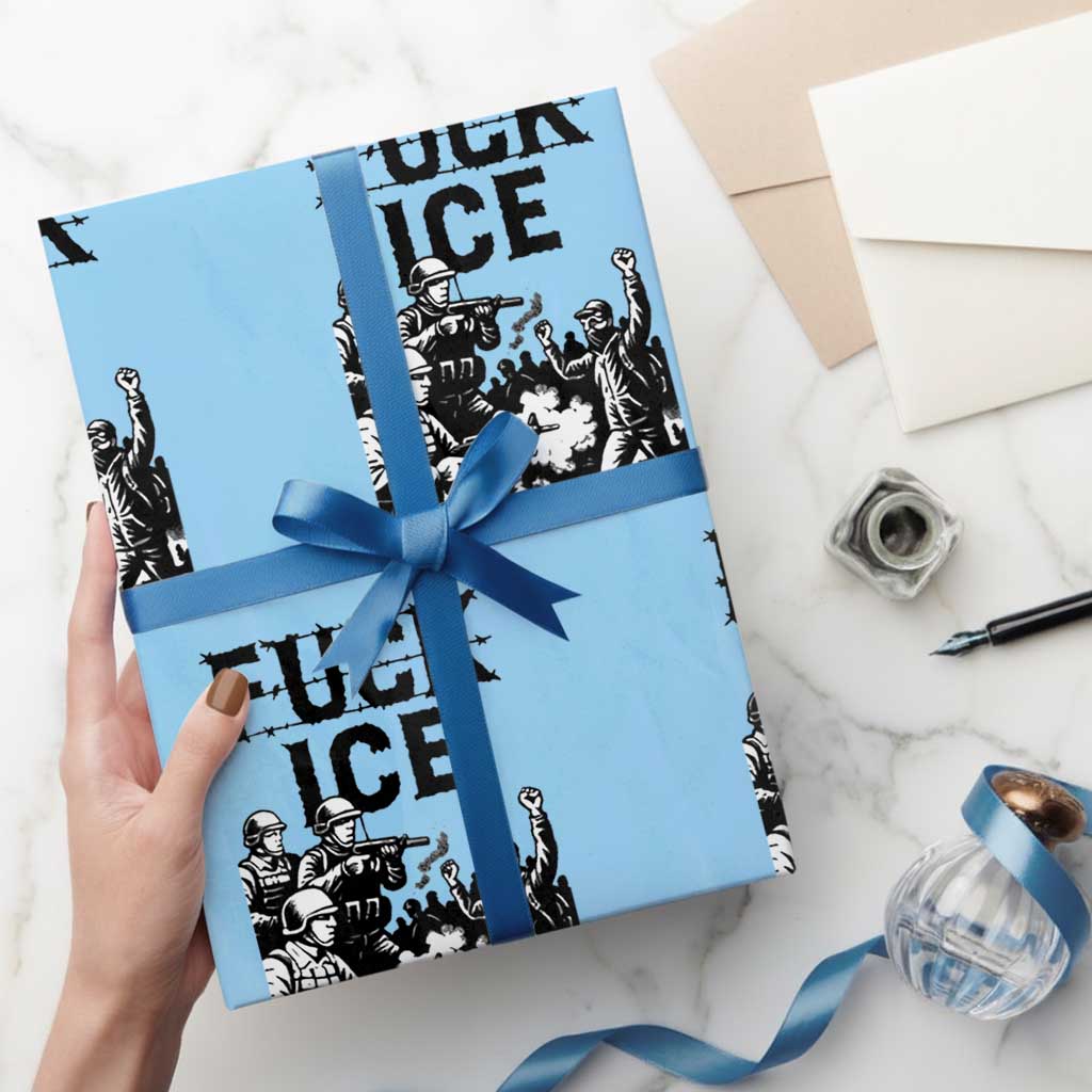 F Ice Riot Protest Graphic Wrapping Paper Roll Political Resistance Against Ice Violence