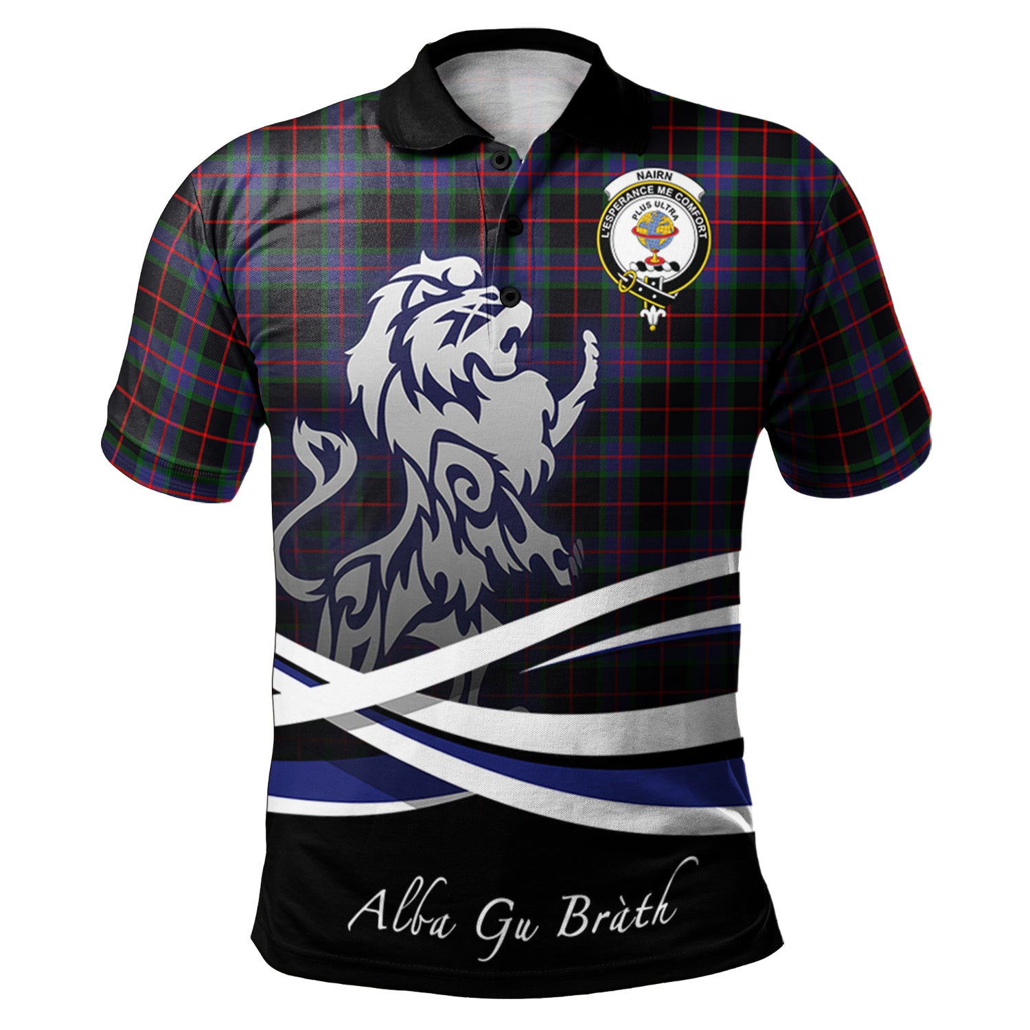 Nairn Golf Tops, Family Coat Of Arms with Scottish Lion Polo Shirt Alba Gu Brath K23
