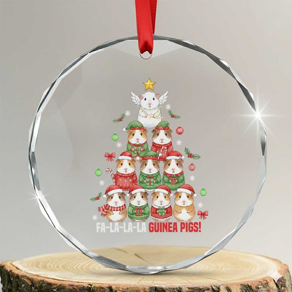 Fa La La La Guinea Pigs Crystal Glass Ornament Funny Christmas Cavy Lover Gift - Wonder Print Shop