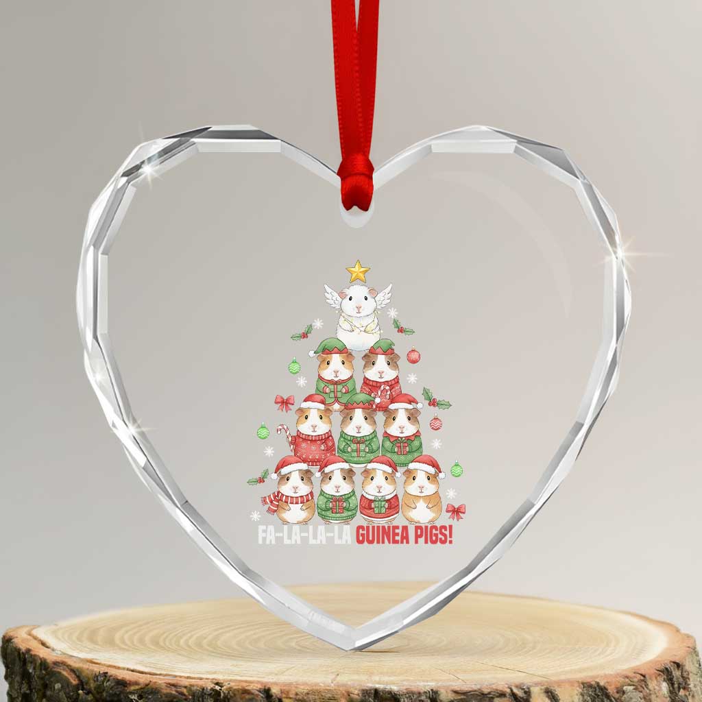 Fa La La La Guinea Pigs Heart Crystal Glass Ornament Funny Christmas Cavy Lover Gift - Wonder Print Shop