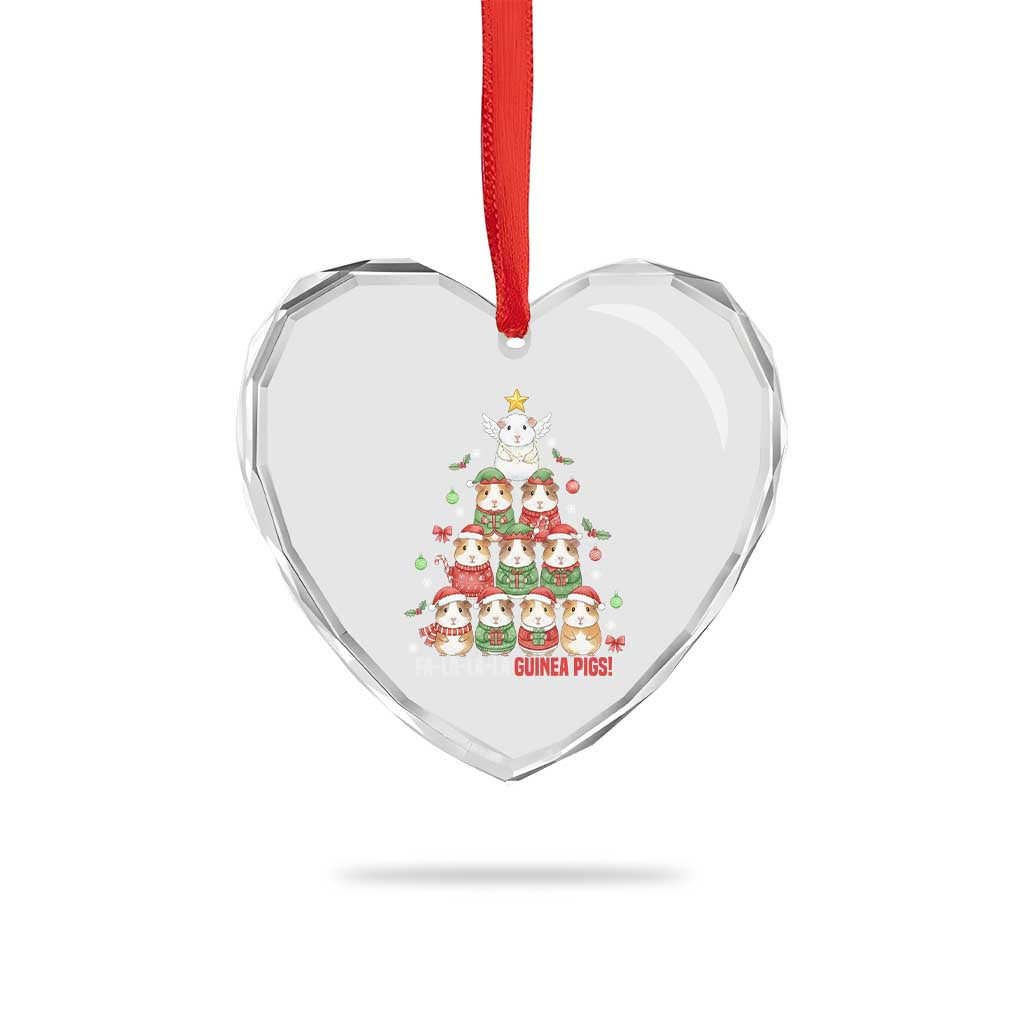 Fa La La La Guinea Pigs Heart Crystal Glass Ornament Funny Christmas Cavy Lover Gift - Wonder Print Shop