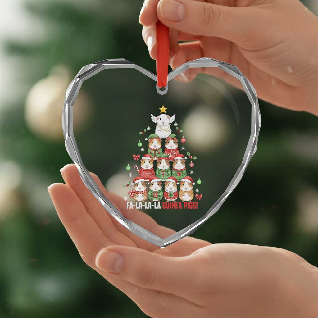 Fa La La La Guinea Pigs Heart Crystal Glass Ornament Funny Christmas Cavy Lover Gift - Wonder Print Shop