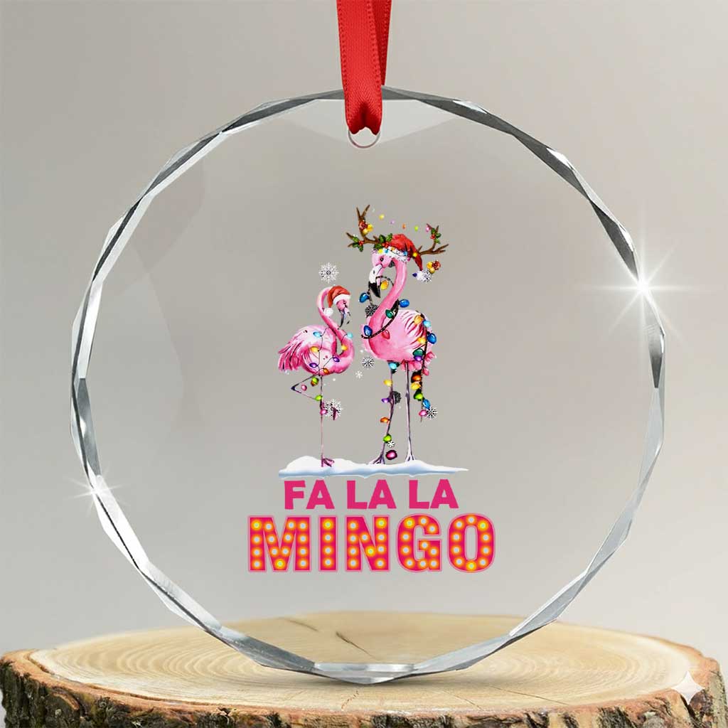 Fa La La Mingo Flamingo Hawaiian Xmas Crystal Glass Ornament TS09