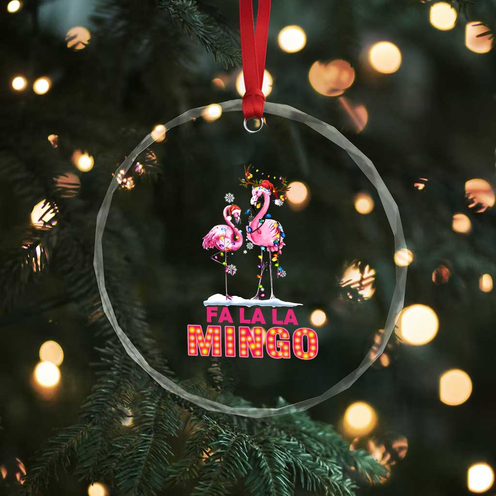 Fa La La Mingo Flamingo Hawaiian Xmas Crystal Glass Ornament TS09