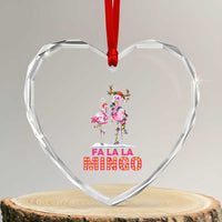 Fa La La Mingo Flamingo Hawaiian Xmas Heart Crystal Glass Ornament - Wonder Print Shop