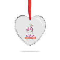 Fa La La Mingo Flamingo Hawaiian Xmas Heart Crystal Glass Ornament - Wonder Print Shop