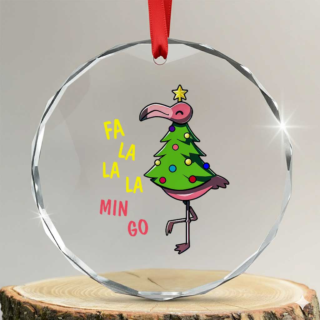 Fa La La Mingo Flamingo Hawaiian Xmas Tree Crystal Glass Ornament TS09
