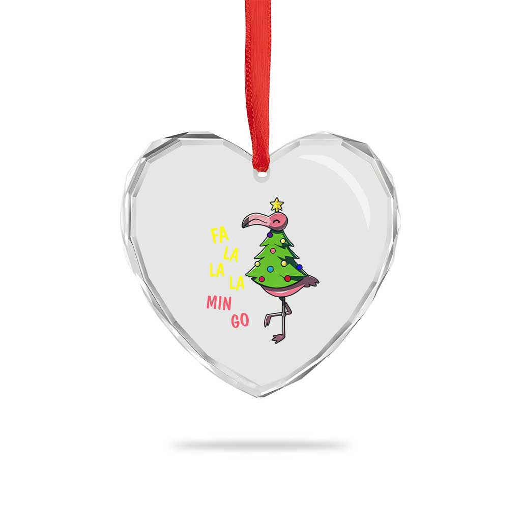 Fa La La Mingo Flamingo Hawaiian Xmas Tree Heart Crystal Glass Ornament - Wonder Print Shop