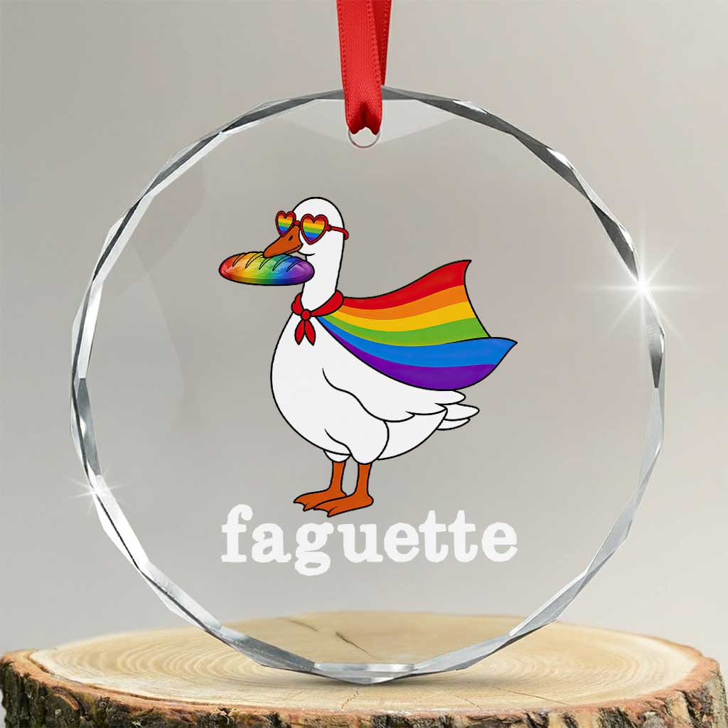 Faguette LGBTQ Crystal Glass Ornament Funny Pride Goose Rainbow