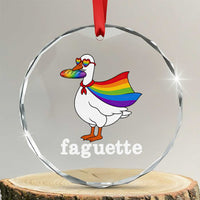 Faguette LGBTQ Crystal Glass Ornament Funny Pride Goose Rainbow