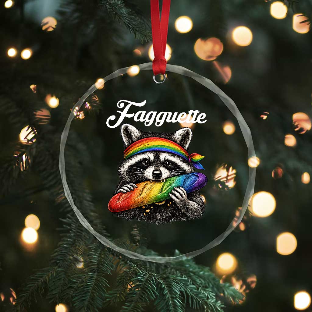 Faguette LGBTQ Crystal Glass Ornament Funny Pride Raccoon Rainbow