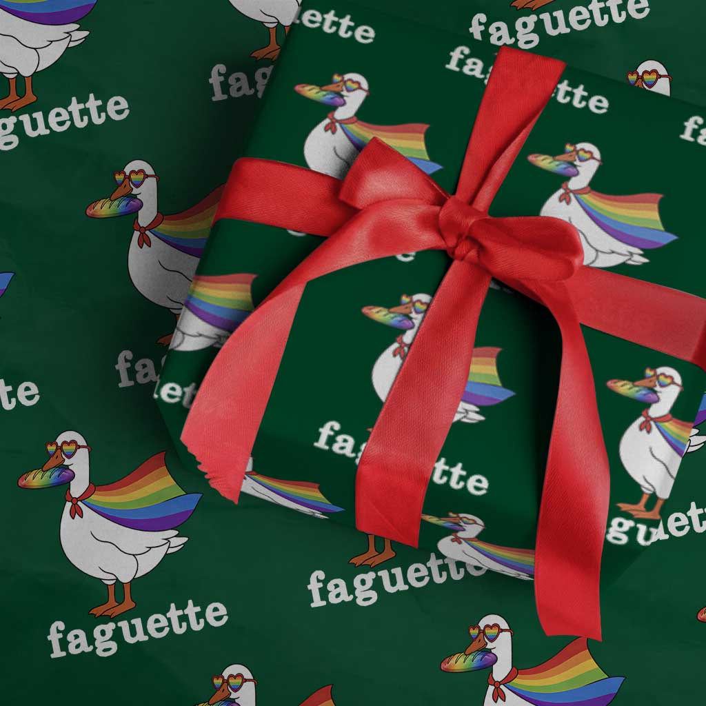 Faguette LGBTQ Wrapping Paper Roll Funny Pride Goose Rainbow