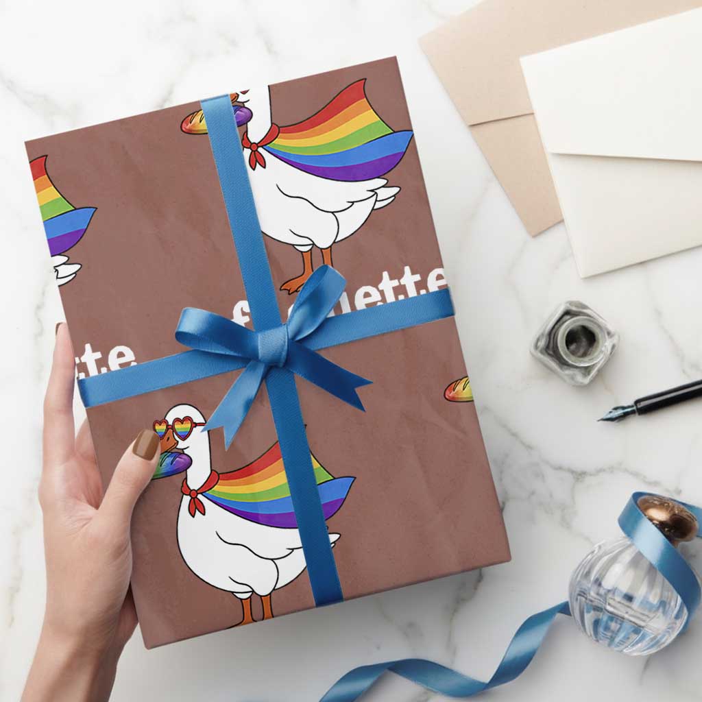 Faguette LGBTQ Wrapping Paper Roll Funny Pride Goose Rainbow