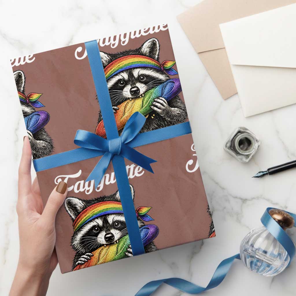 Faguette LGBTQ Wrapping Paper Roll Funny Pride Raccoon Rainbow