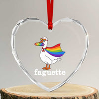 Faguette LGBTQ Heart Crystal Glass Ornament Funny Pride Goose Rainbow