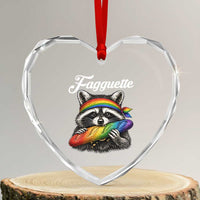 Faguette LGBTQ Heart Crystal Glass Ornament Funny Pride Raccoon Rainbow