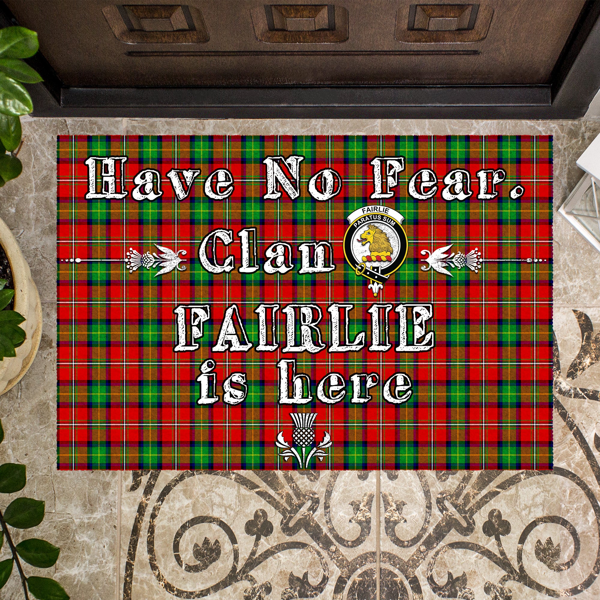 fairlie-modern-clan-tartan-door-mat-family-crest-have-no-fear-tartan-door-mat