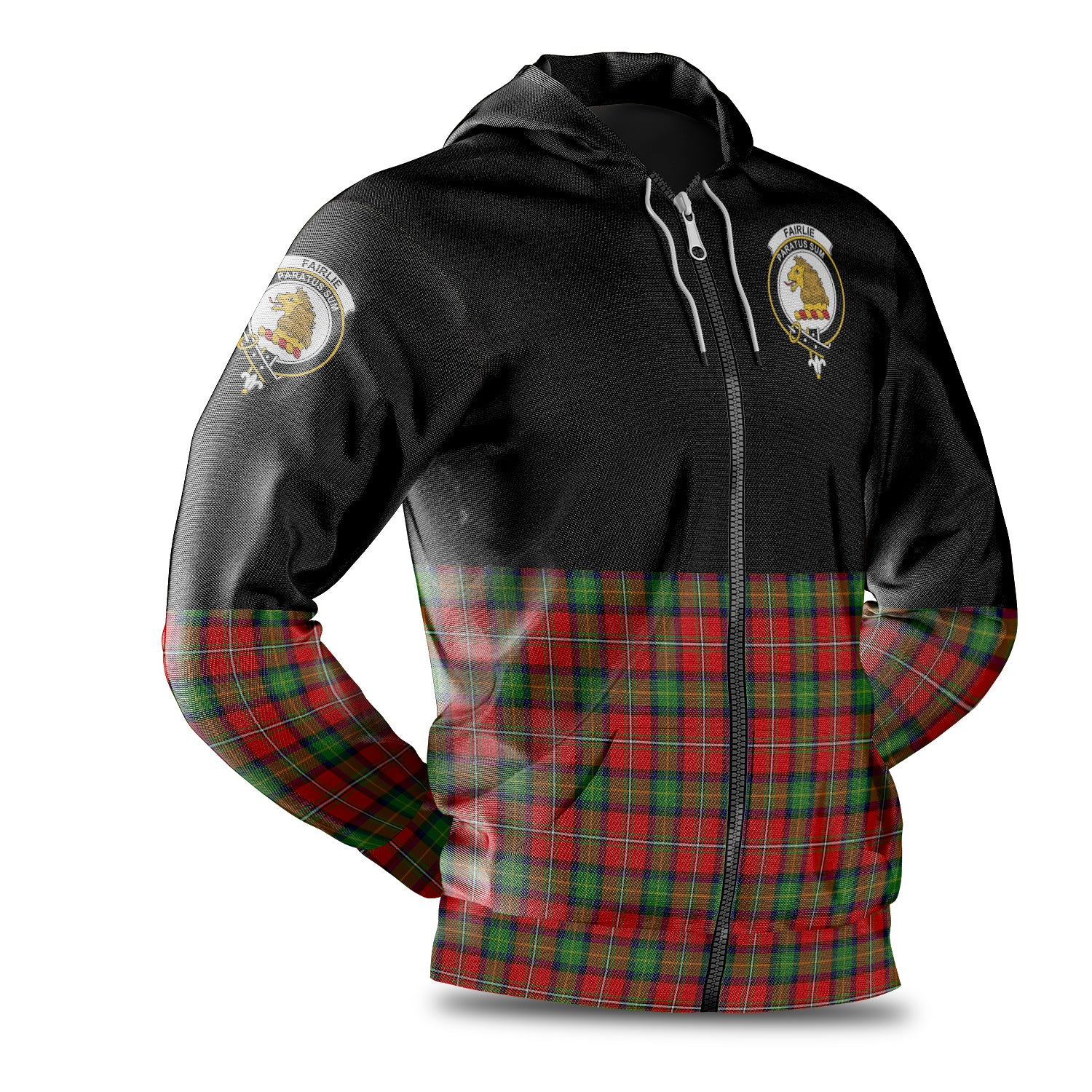 scottish-fairlie-modern-clan-crest-half-of-tartan-hoodie