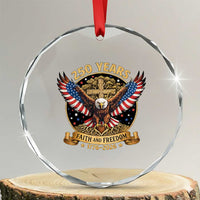 Faith And Freedom 250 Years Crystal Glass Ornament Patriotic Eagle Cross Gift