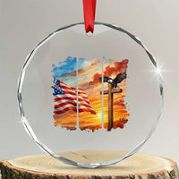 Faith And Freedom Christian American Flag Eagle Crystal Glass Ornament American Faith Pride