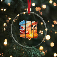 Faith And Freedom Christian American Flag Eagle Crystal Glass Ornament American Faith Pride