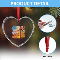 Faith And Freedom Christian American Flag Eagle Heart Crystal Glass Ornament American Faith Pride