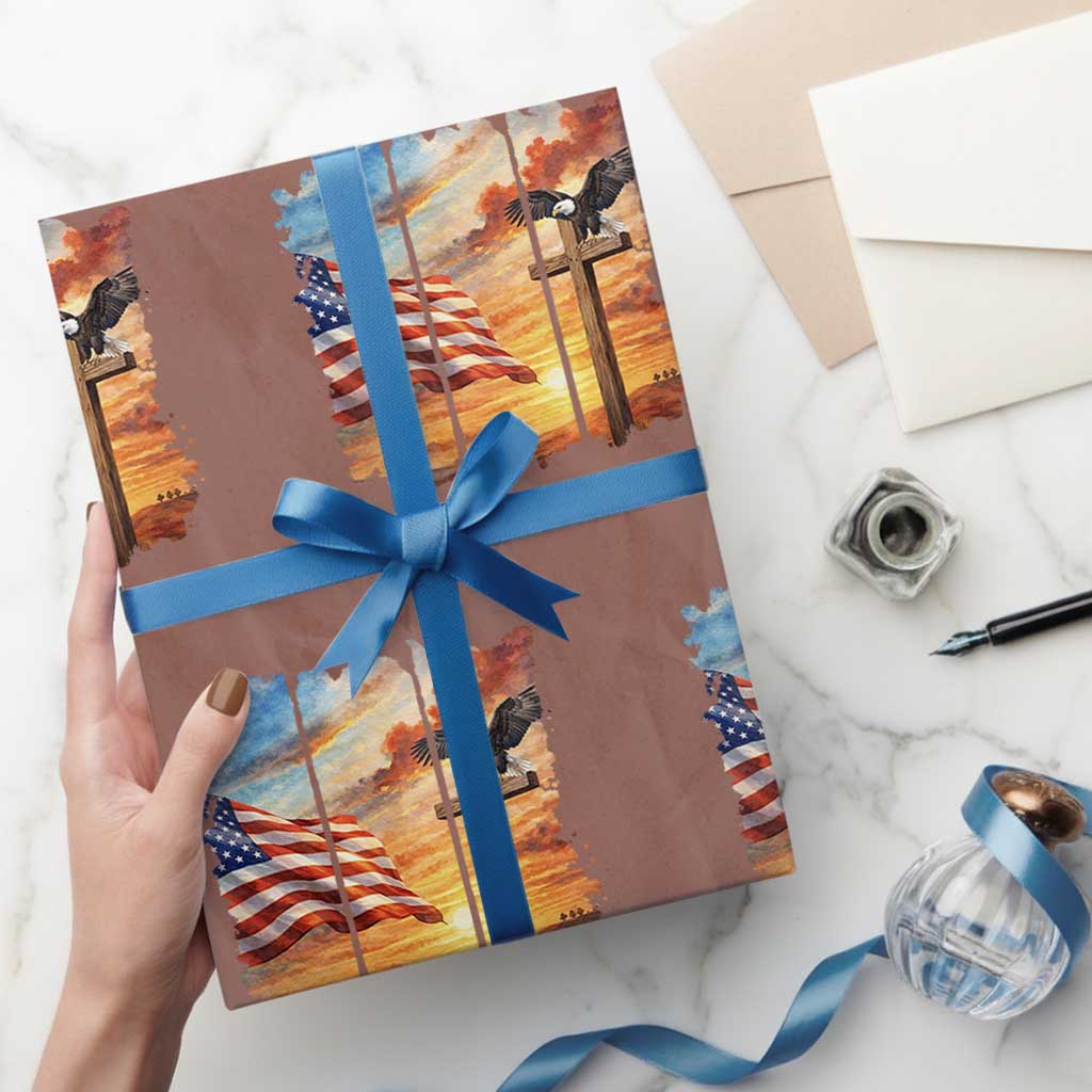 Faith And Freedom Christian American Flag Eagle Wrapping Paper Roll American Faith Pride