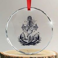 Faith Family Fishing Jesus Cross Anchor Crystal Glass Ornament Funny Christian Fisherman