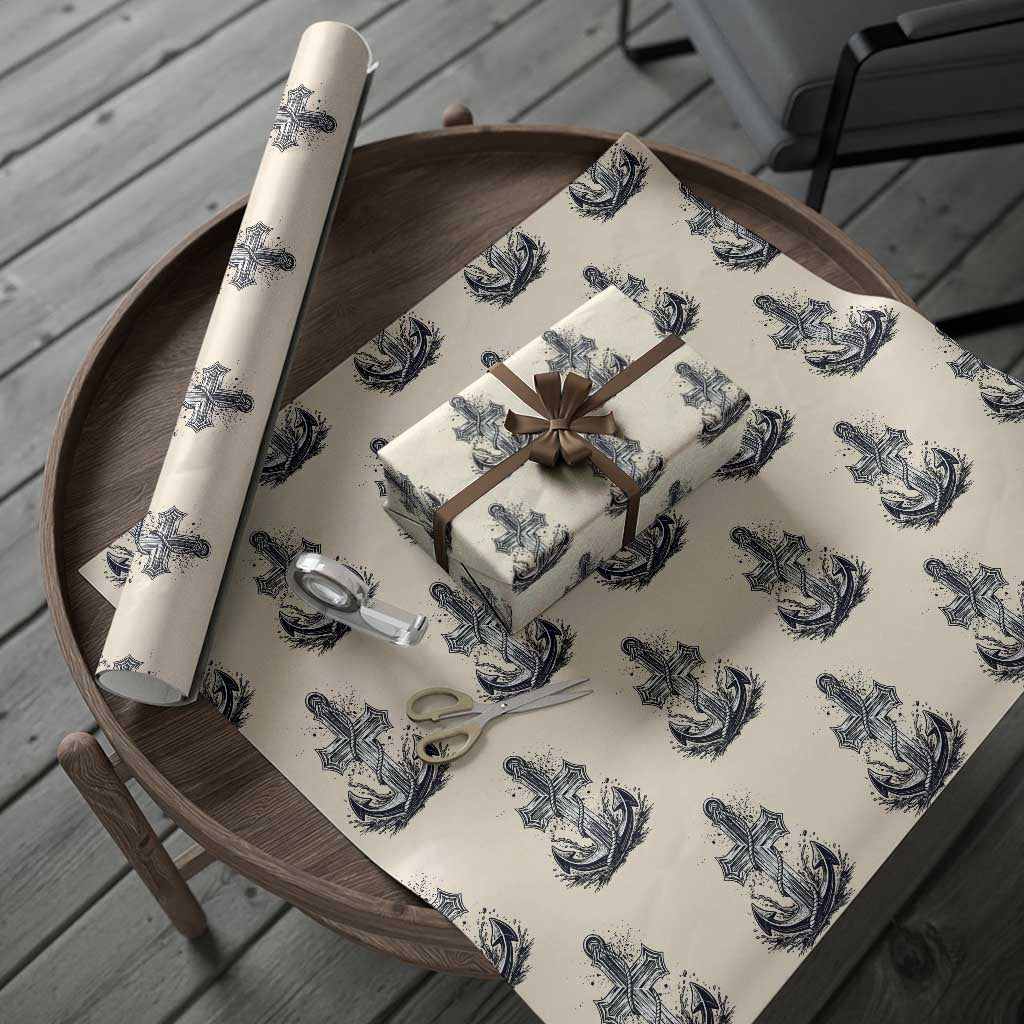 Faith Family Fishing Jesus Cross Anchor Wrapping Paper Roll Funny Christian Fisherman