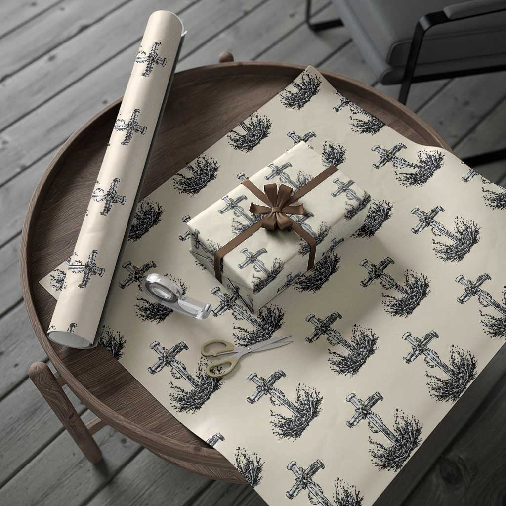 Faith Family Fishing Wrapping Paper Roll Christian Jesus Cross Fathers Day Gift