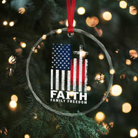 Faith Family Freedom Crystal Glass Ornament Charlie Kirk Patriotic Christian Vintage USA Flag TS10